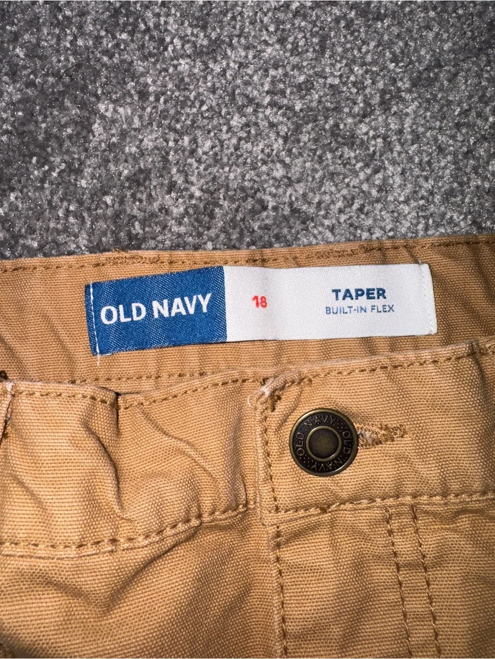 Old Navy Boys Tan Taper Built-In-Flex Cargo Pants Size 18